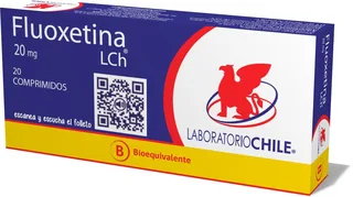 Envase de Fluoxetina 20 mg x 20 comprimidos