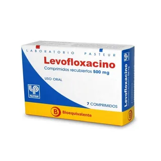 Envase de Levofloxacino 500 mg x 7 comprimidos