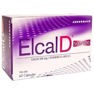 Envase de Elcal d 500mg + 800 UI vit d x 60
