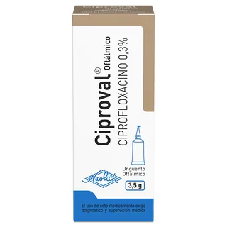 Envase de Ciproval 0,3% x 3,5 gr ungüento oftalmico