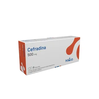 Envase de Cefradina 500 mg x 8 capsulas
