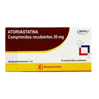 Envase de Atorvastatina 20 mg x 30 comprimidos
