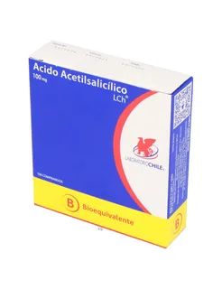 Envase de Acido acetilsalicilico 100mg x 100 comprimidos