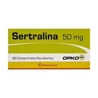 Envase de Sertralina 50mg x 30 comprimidos opko