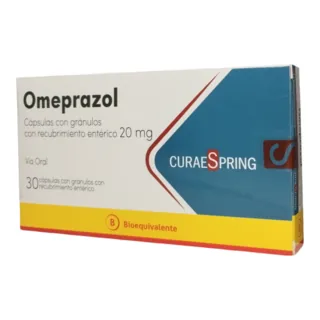 Envase de Omeprazol 20 mg x 30 capsulas con recubrimiento enterico