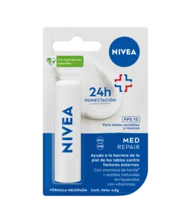 Envase de Nivea labial medicado F15