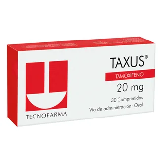 Envase de Taxus 20 mg x 30 comprimidos tecnofarma