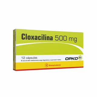 Envase de Cloxacilina 500 mg x 12 capsulas