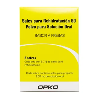 Envase de Sales de rehidratacion 60 meq x 8 sobres opko