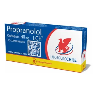 Envase de Propranolol 40 mg x 20 comprimidos