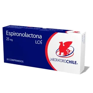 Envase de Espironolactona 25 mg x 20 comprimidos
