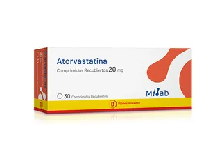 Envase de Atorvastatina 20 mg x 30 comprimidos