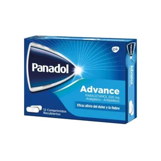 Envase de Panadol advance 500 mg x 12 comprimidos