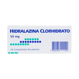 Envase de Hidralazina 50mg x 20 comprimidos