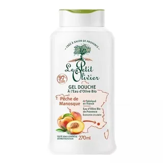 Envase de Gel de ducha al agua oliva durazno x 270 ml