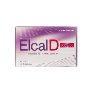 Envase de Elcal d 500mg + 800 UI vit d x 60