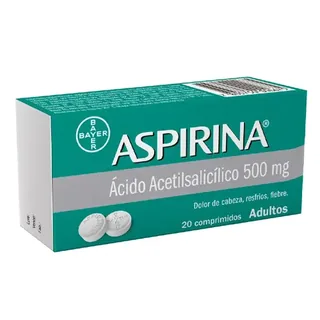 Envase de Aspirina 500 mg x 20 comprimidos bayer