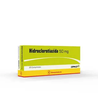 Envase de Hidroclorotiazida 50 mg x 20 comprimidos