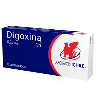 Envase de Digoxina 0,25 mg x 30 comprimidos