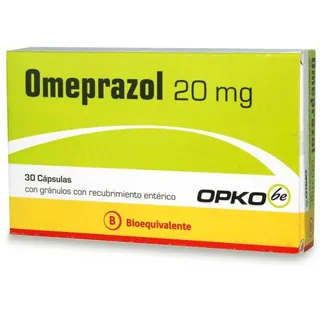Envase de Omeprazol 20 mg x 30 capsulas con recubrimiento enterico