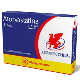 Envase de Atorvastatina 10 mg x 30 comprimidos