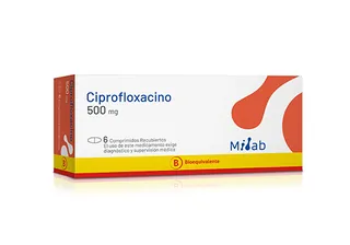Envase de Ciprofloxacino 500 mg x 6 comprimidos