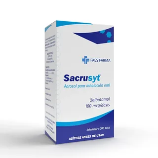 Envase de Sacrusyt hfa 100 mcg x 200 dosis faes