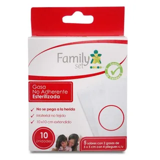 Envase de Fset gasa n/adh 10 uni x 5x5 cm 5 sobres