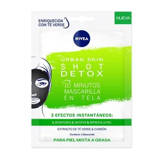 Envase de Nivea urban skin shot detox 10 minutos mascarilla