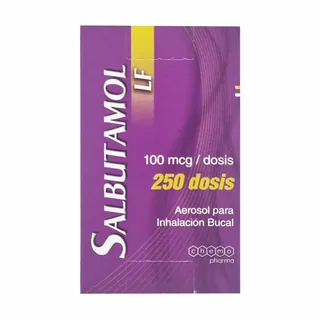 Envase de Salbutamol lf inhalador bucal 100mcg x 250 dosis chemopharma