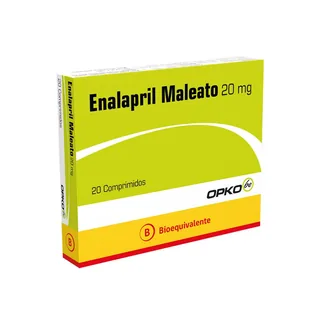Envase de Enalapril 20 mg x 20 comprimidos