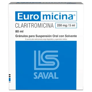 Envase de Euromicina 250 mg/5ml x 80 suspension oral