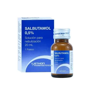 Envase de Salbutamol solucion para nebulizacion 5mg / ml x 20 ml