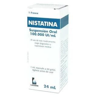 Envase de Nistatina suspension oral 100.000 ui/ml x 24 ml