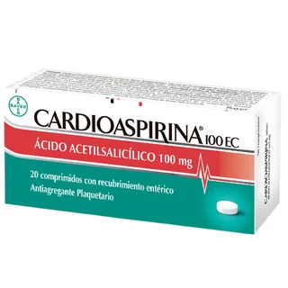 Envase de Cardioaspirina ec 100 mg x 20 comprimidos recubiertos