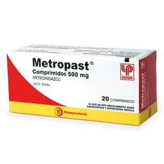 Envase de Metropast 500 mg x 20 comprimidos