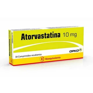 Envase de Atorvastatina 10 mg x 30 comprimidos