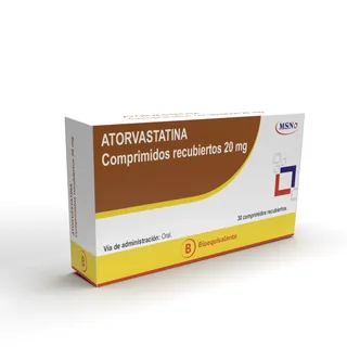 Envase de Atorvastatina 20 mg x 30 comprimidos
