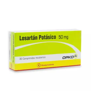Envase de Losartan 50 mg x 30 comprimidos