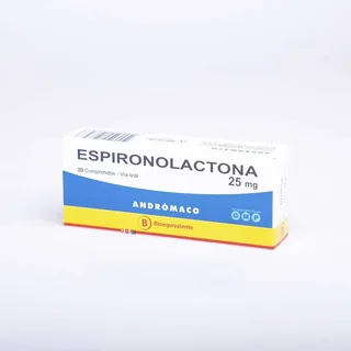 Envase de Espironolactona 25 mg x 20 comprimidos