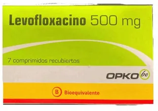 Envase de Levofloxacino 500 mg x 7 comprimidos