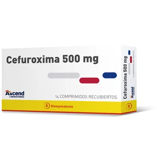 Envase de Cefuroxima 500 mg x 14 comprimidos ascend