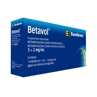 Envase de Betavol 5 mg + 2mg/ml x 1 ampolla