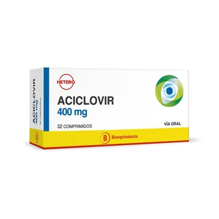 Envase de Aciclovir 400 mg x 32 comprimidos