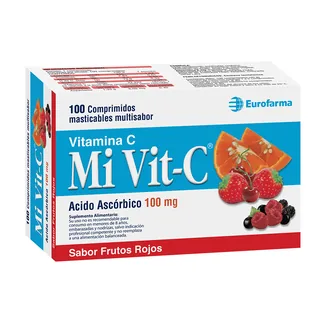 Envase de Mi vit c 100 mg x 100 comprimidos masticables