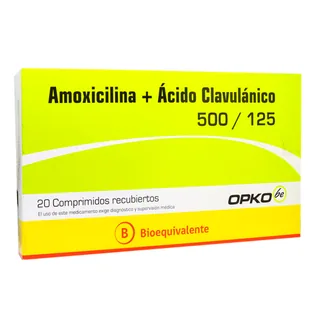 Envase de Amoxicilina/acido clavulanico 500 MG/125 mg x 20 comprimidos