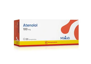 Envase de Atenolol 100 mg x 20 comprimidos milab