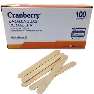 Envase de Bajalenguas de madero Cranberry x 100 un rautter
