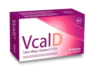 Envase de Vcal d calcio 450 mg vitd d 175 U.I x 60 cap