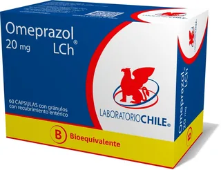 Envase de Omeprazol 20 mg x 30 capsulas con recubrimiento enterico